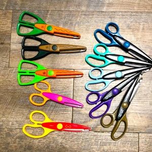 Bundle. Craft scissors. 10 Total. 5 Fiskars, 3 Provo Craft, 1 Disney, & 1 kid sz